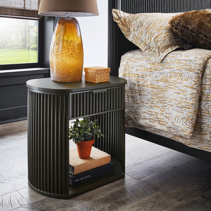 Black Finish 1-Drawer Side Table
