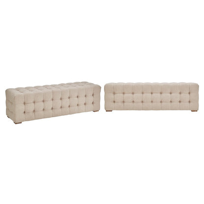 Beige Linen 58" L Tufted Bench