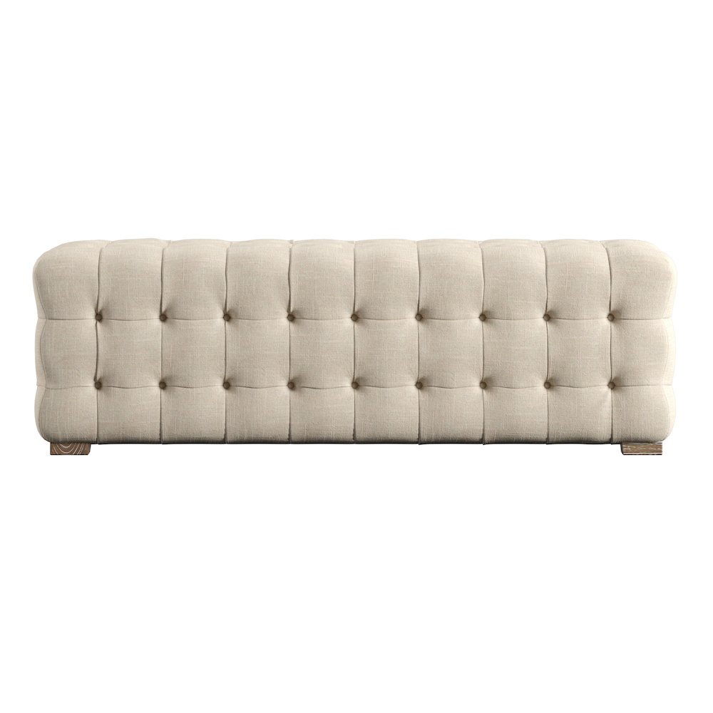 Beige Linen 58" L Tufted Bench