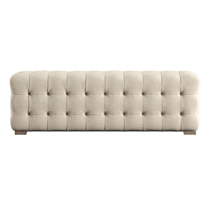 Beige Linen 58" L Tufted Bench