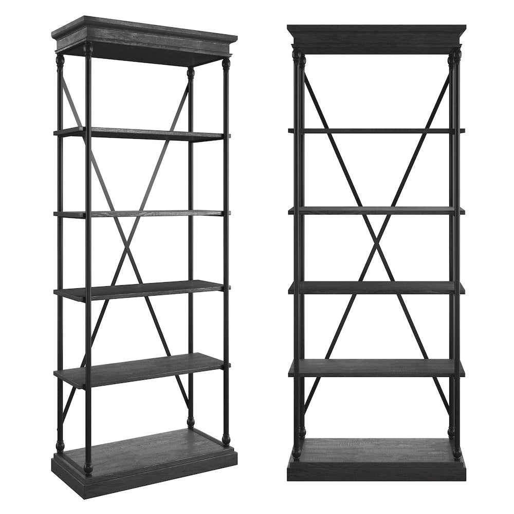 Black Finish 33"W Bookcase