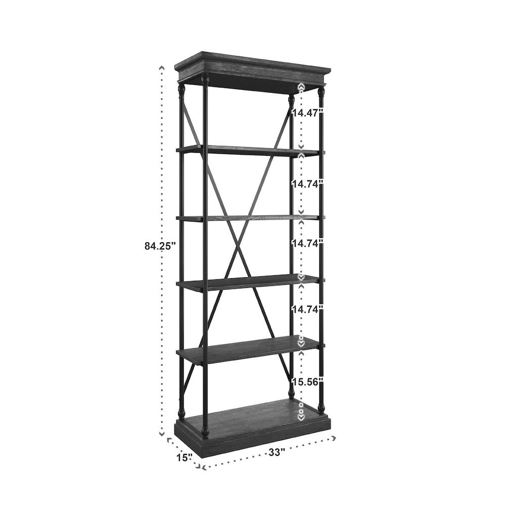 Black Finish 33"W Bookcase