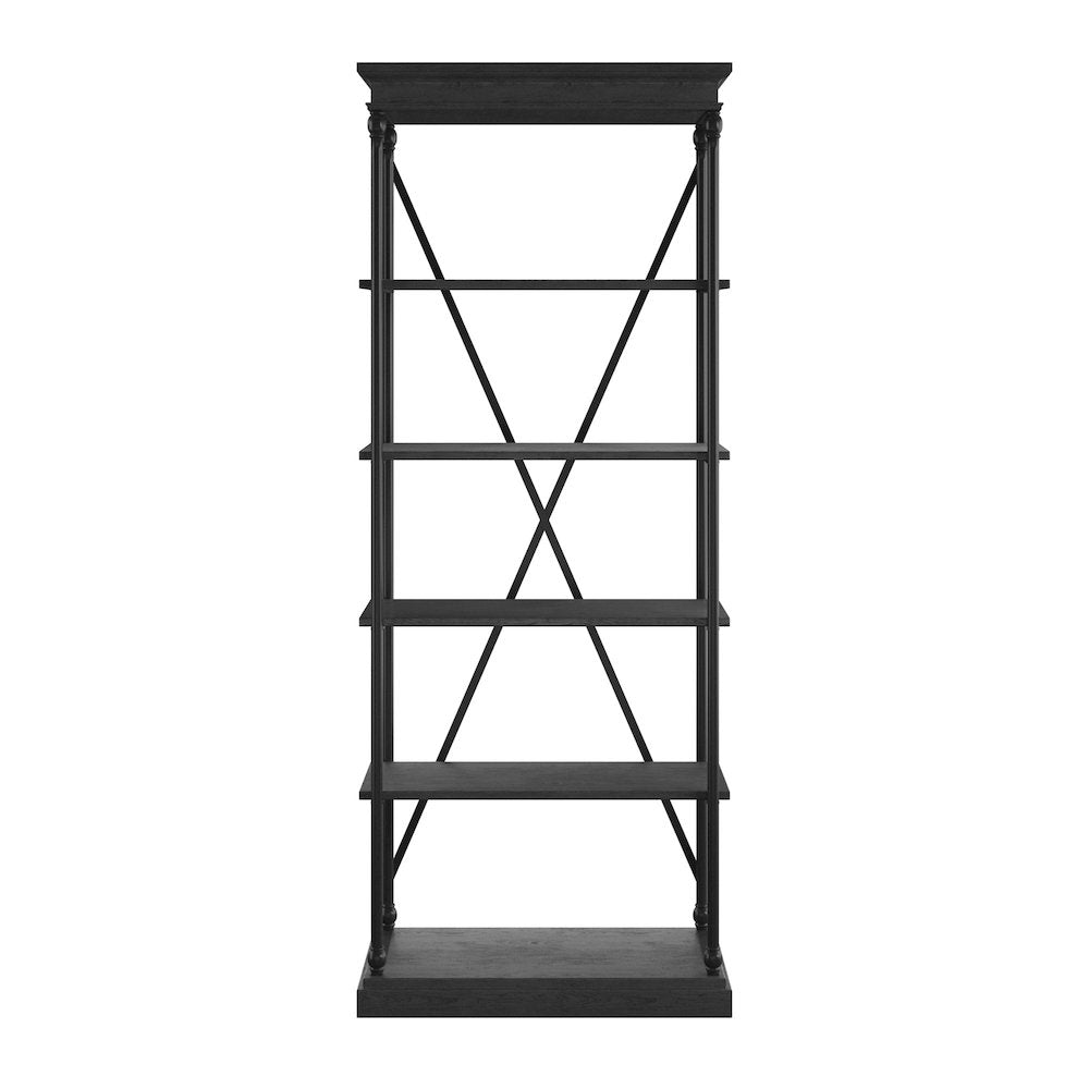 Black Finish 33"W Bookcase