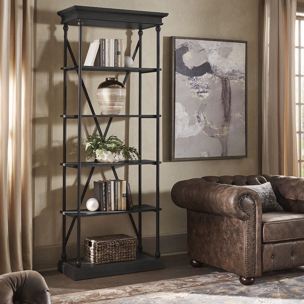 Black Finish 33"W Bookcase