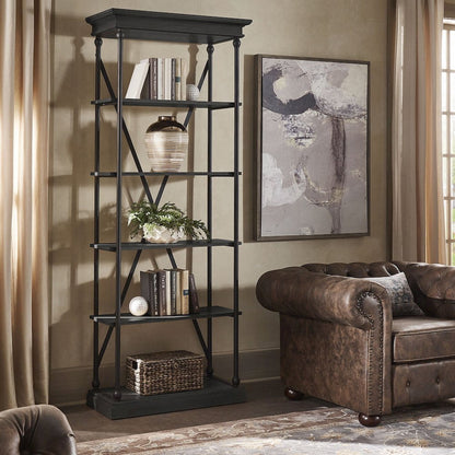 Black Finish 33"W Bookcase