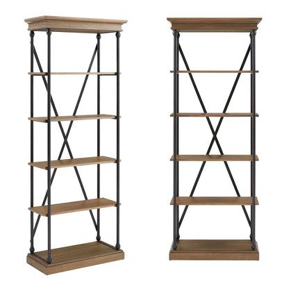 Brown Finish 33"W Bookcase