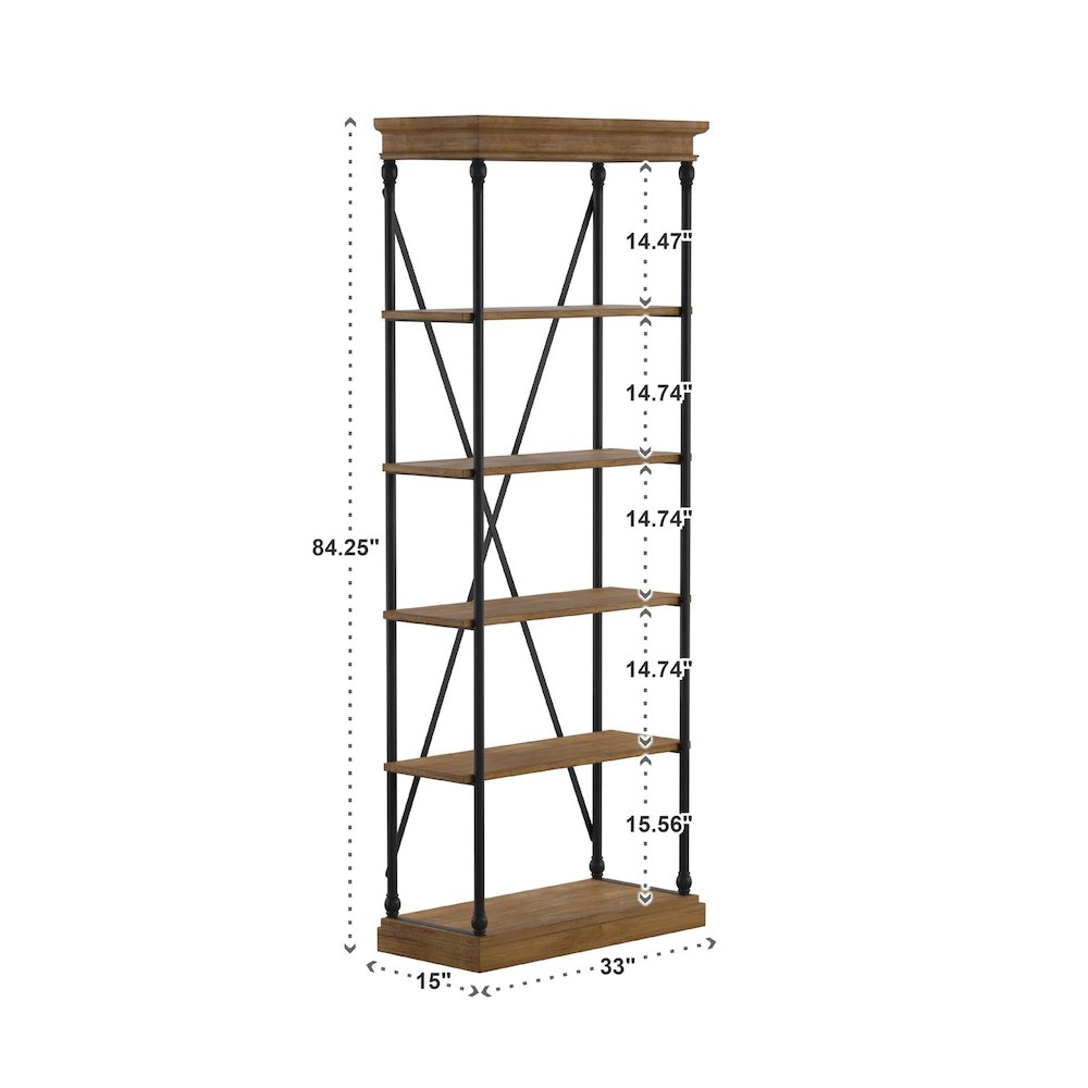 Brown Finish 33"W Bookcase