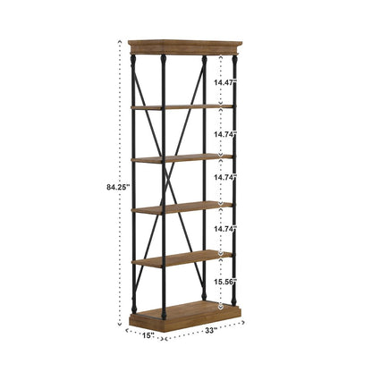 Brown Finish 33"W Bookcase