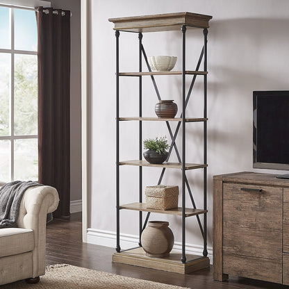 Brown Finish 33"W Bookcase