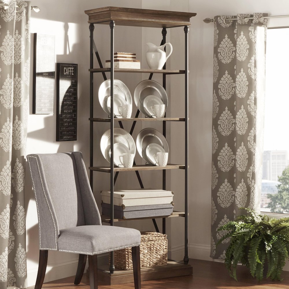 Brown Finish 33"W Bookcase