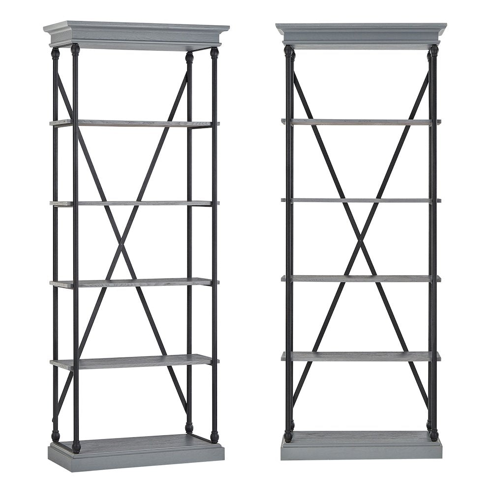 Grey Finish 33"W Bookcase