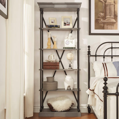 Grey Finish 33"W Bookcase