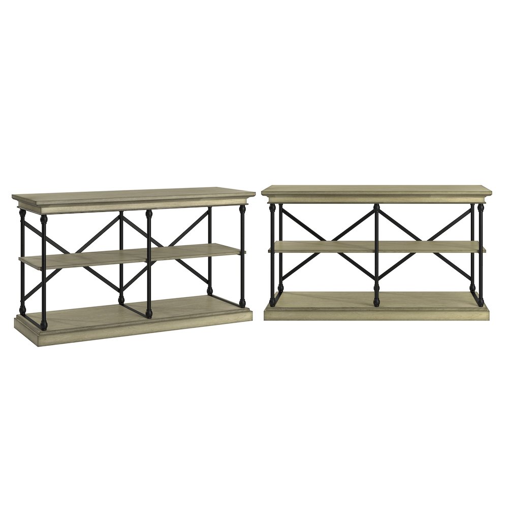 Ivory White Finish X-Back Sofa Table TV Stand