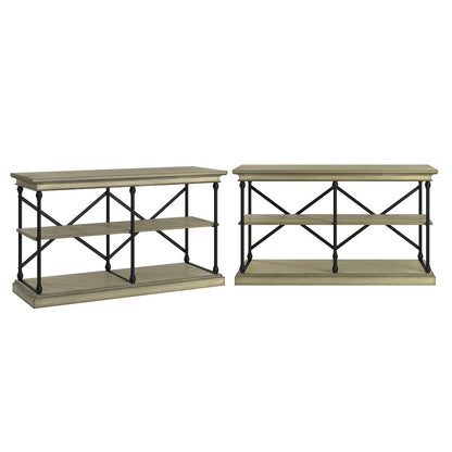 Ivory White Finish X-Back Sofa Table TV Stand