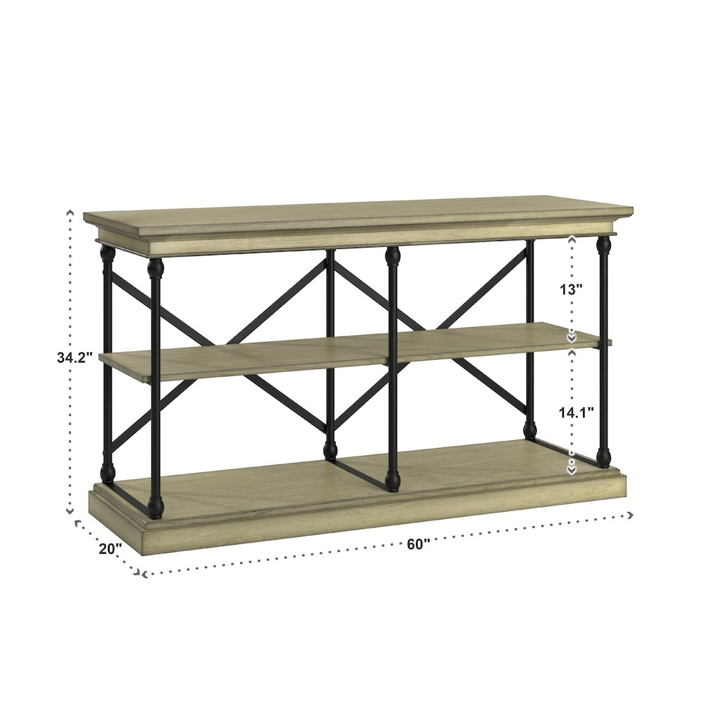 Ivory White Finish X-Back Sofa Table TV Stand