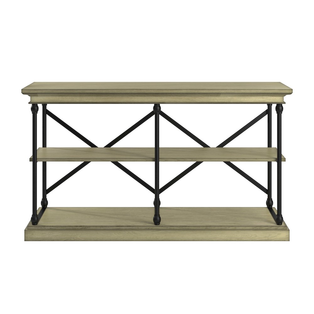Ivory White Finish X-Back Sofa Table TV Stand