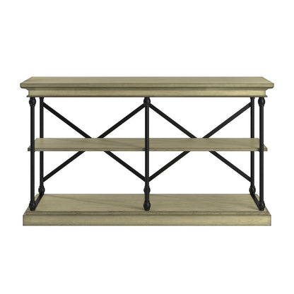 Ivory White Finish X-Back Sofa Table TV Stand