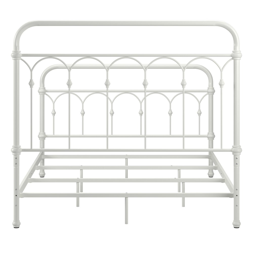 Antique White Finish Powder Coat Metal Full Bed