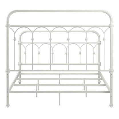 Antique White Finish Powder Coat Metal Full Bed