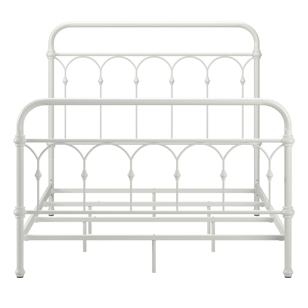 Antique White Finish Powder Coat Metal Full Bed
