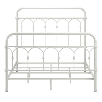 Antique White Finish Powder Coat Metal Full Bed