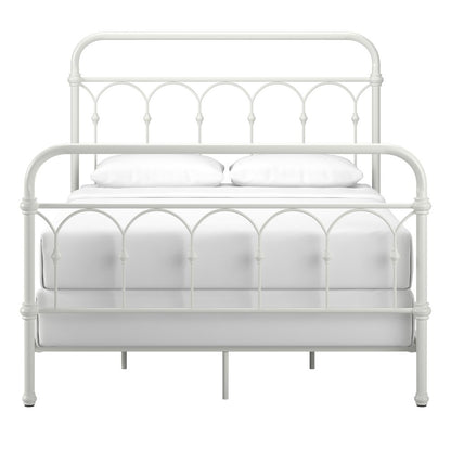 Antique White Finish Powder Coat Metal Full Bed