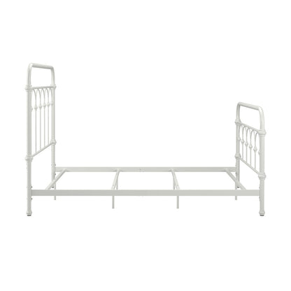 Antique White Finish Powder Coat Metal Full Bed