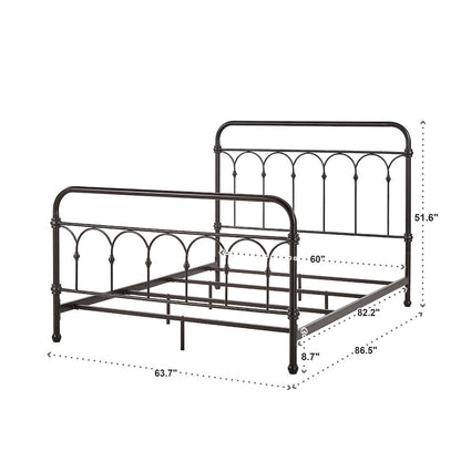 Dark Bronze Finish Powder Coat Metal Queen Bed
