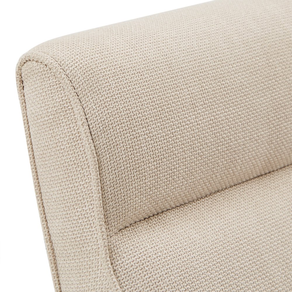 Walnut Finish Beige Fabric Push Back Recliner