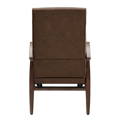 Walnut Finish Brown PU Push Back Recliner