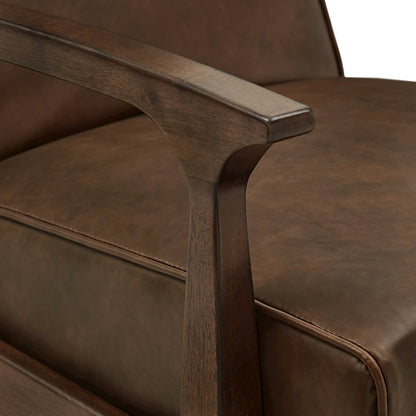 Walnut Finish Brown PU Push Back Recliner