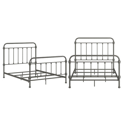 6 Spindles Frost Grey Metal Full Bed