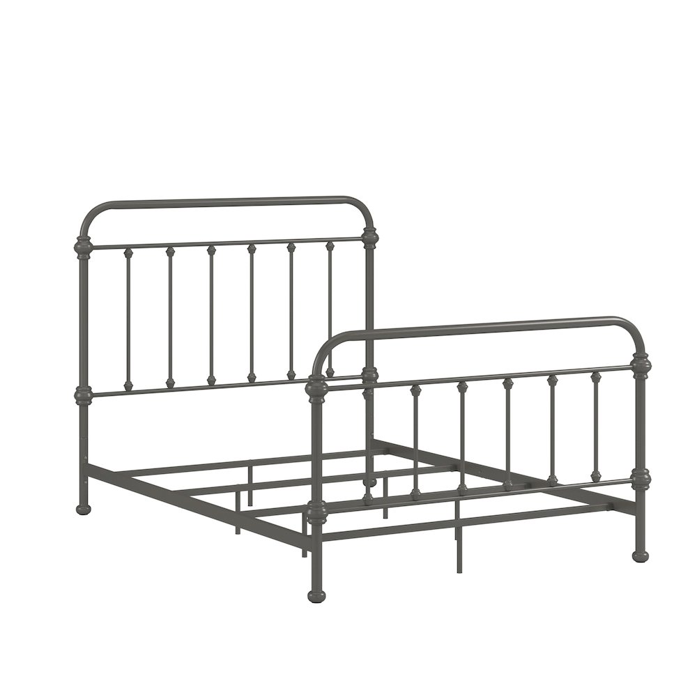 6 Spindles Frost Grey Metal Full Bed