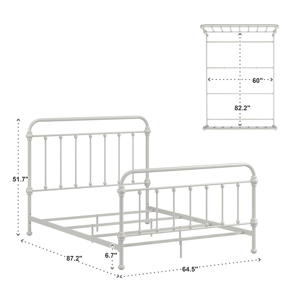 7 Spindles Silver Birch Metal Queen Bed