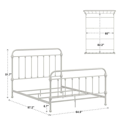 7 Spindles Silver Birch Metal Queen Bed