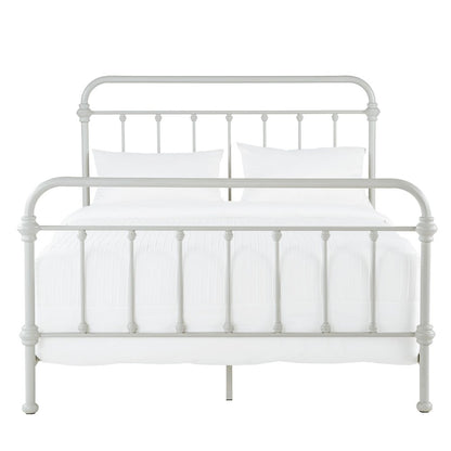 7 Spindles Silver Birch Metal Queen Bed