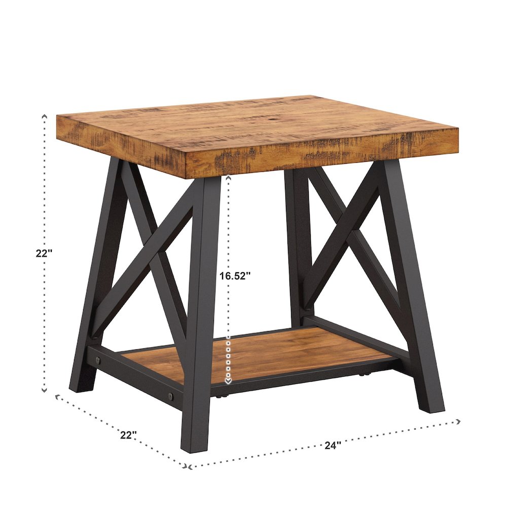 Oak Finish End Table With Shelf