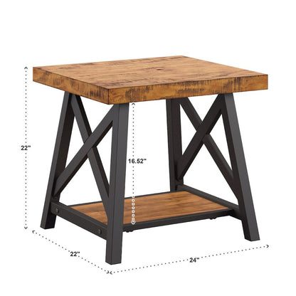 Oak Finish End Table With Shelf