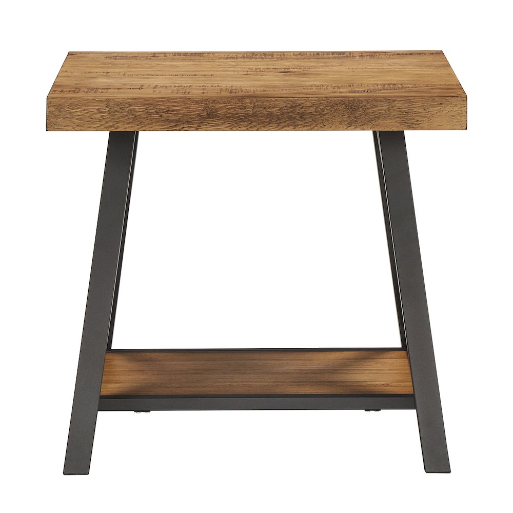 Oak Finish End Table With Shelf