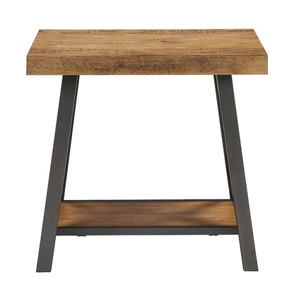 Oak Finish End Table With Shelf