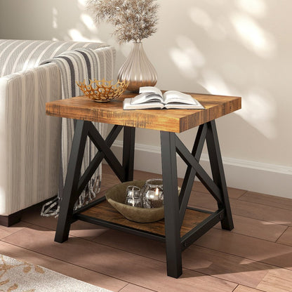 Oak Finish End Table With Shelf