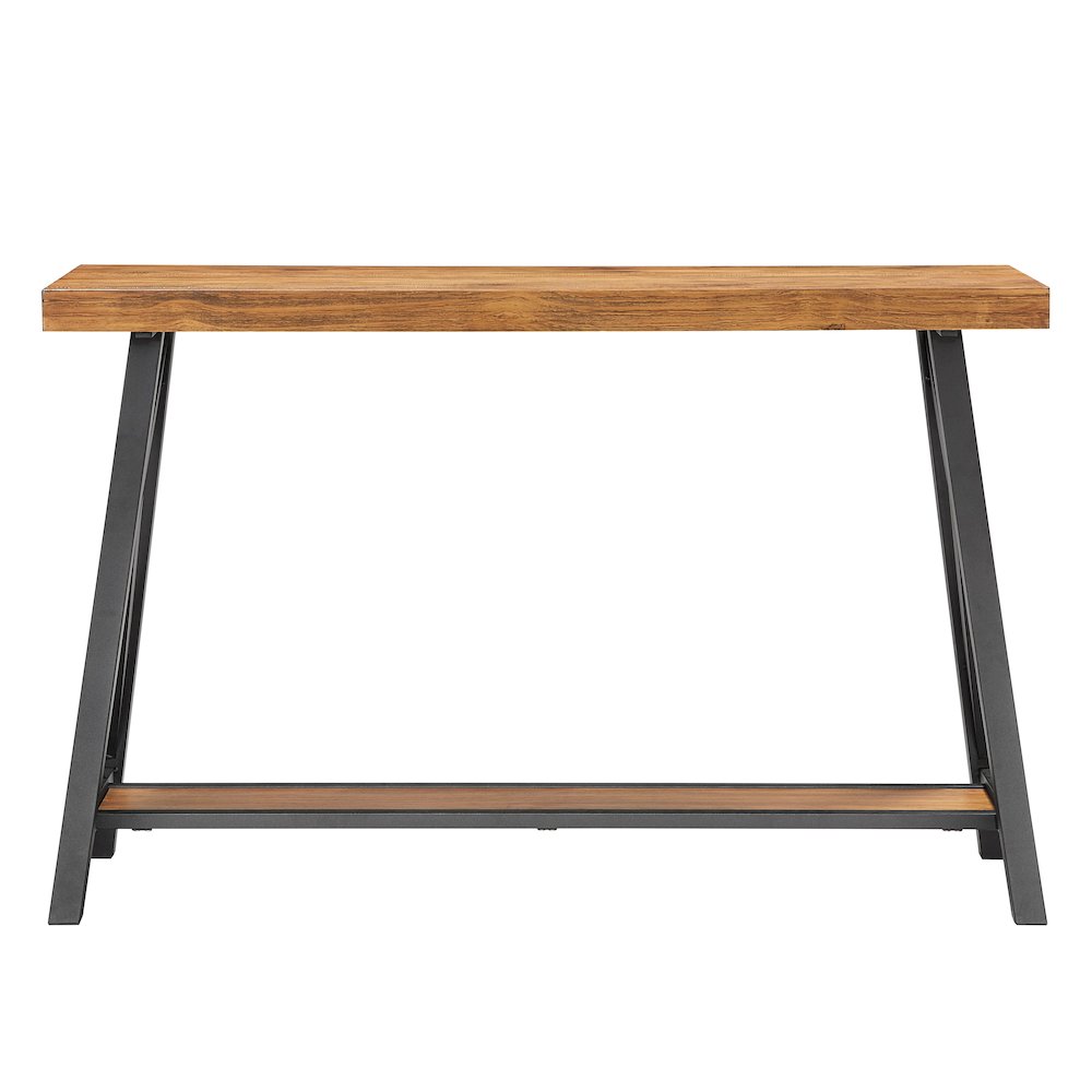 Oak Finish Sofa Table With Shelf