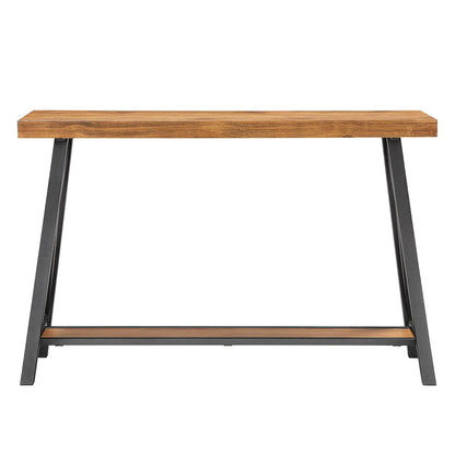 Oak Finish Sofa Table With Shelf
