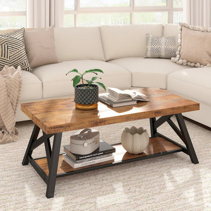 Oak Finish Coffee Table With Shelf