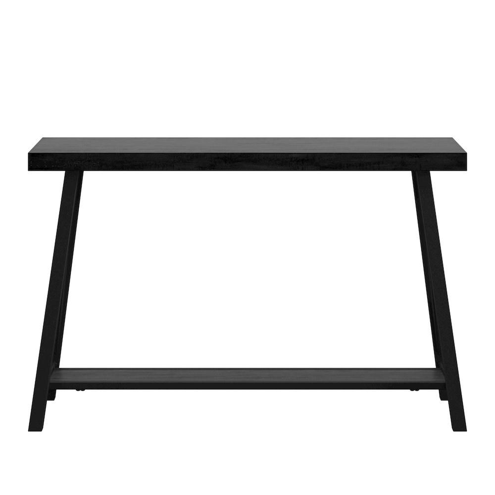 Black Finish Sofa Table With Shelf