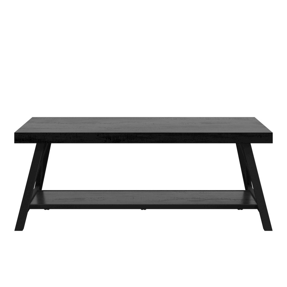 Black Finish Coffee Table With Shelf