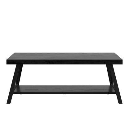 Black Finish Coffee Table With Shelf