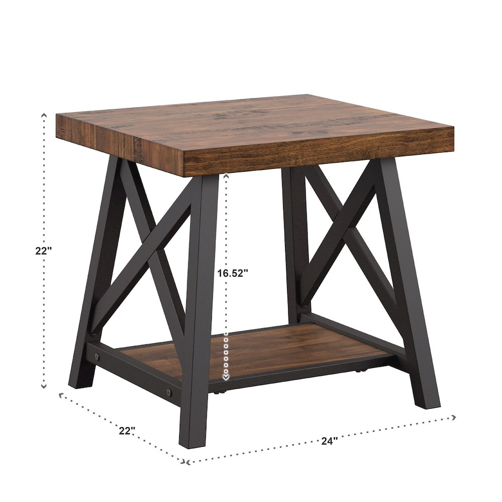 Brown Finish End Table With Shelf
