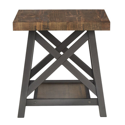 Brown Finish End Table With Shelf