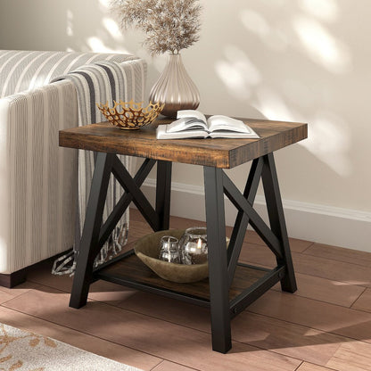 Brown Finish End Table With Shelf